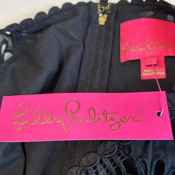 Lilly Pulitzer Priscilla Long Sleeve Black Eyelet Dress Sz 14 - Picture 10 of 12